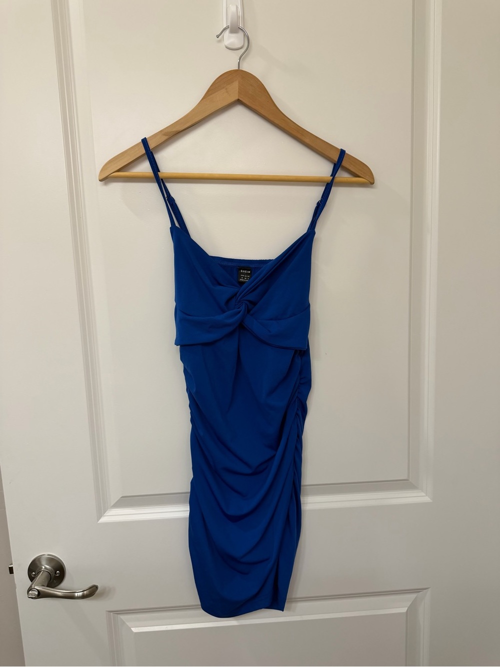 SHEIN Royal Blue Knot-Front Spaghetti Strap Mini Dress